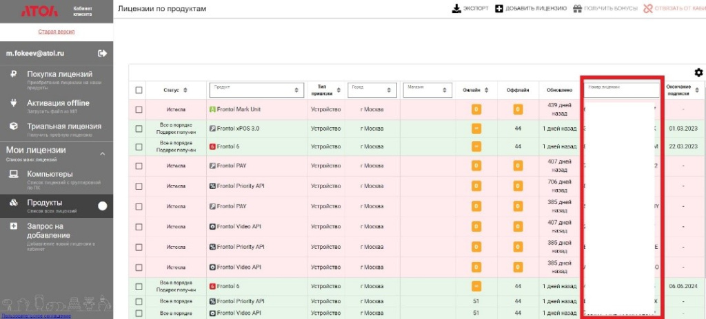 Личный кабинет клиента Frontol